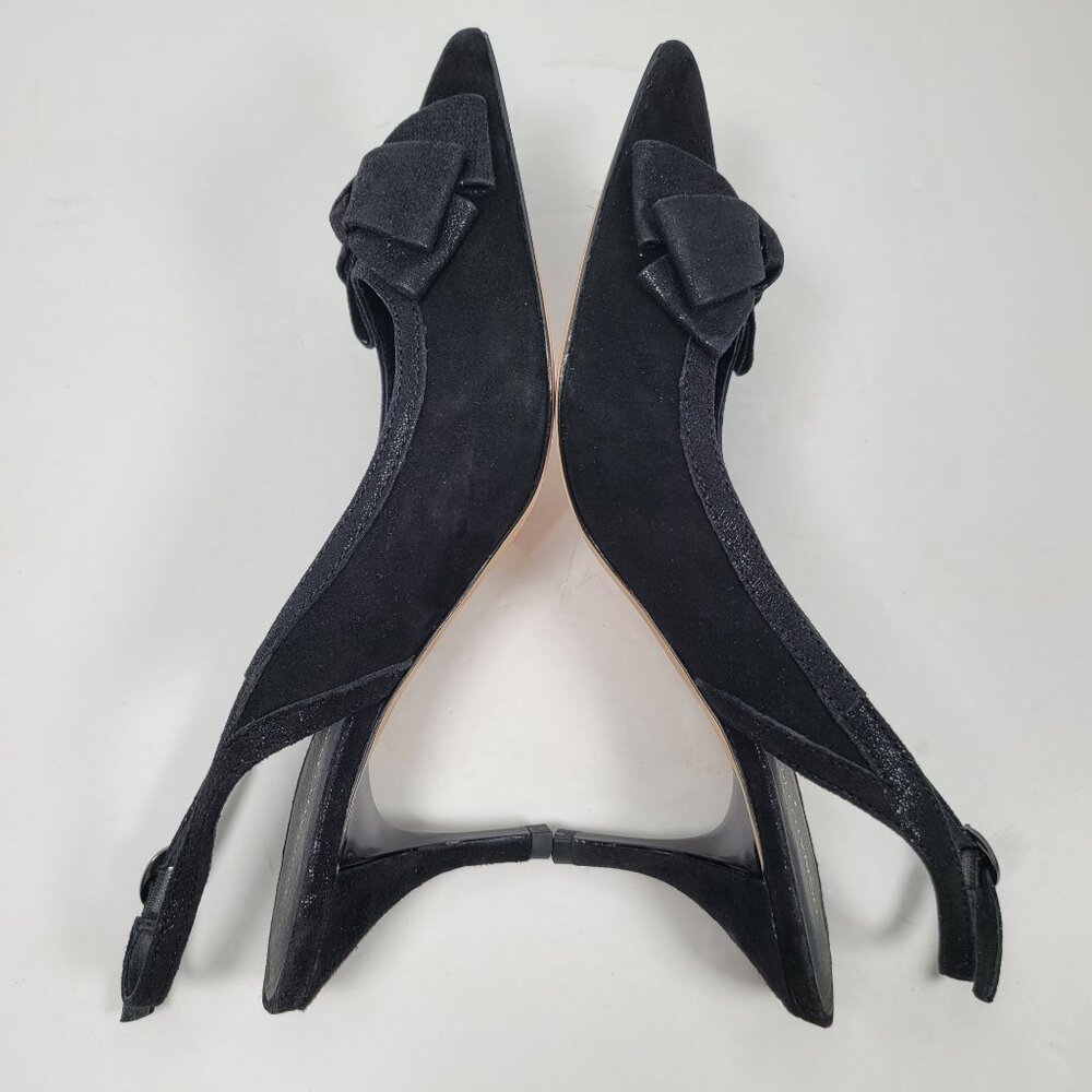 Donald J Pliner Women's Black Suede Bow Dorsay Pumps US Size 8M - Picture 8 of 10